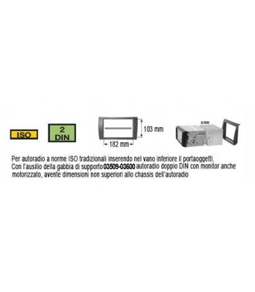 03402 MASCHERINA AUTORADIO ISO/2Iso/ DOPPIO DIN NERO LUCIDO FIAT BRAVO 07 IN POI