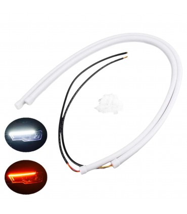 COPPIA TUBO FLESSIBILE LED 90CM BICOLOR BIANCO ARANCIONE
