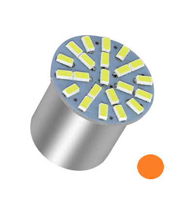 SINGOLA LAMPADA  FRECCIA PY21W BAU15S 22 LED SMD ARANCIONE