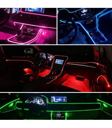 copy of Kit 5 Pezzi RGB 6 Metri Interni Auto Decorativa Fibra Ottica Cruscotto Portiere Gestione App Smartphone