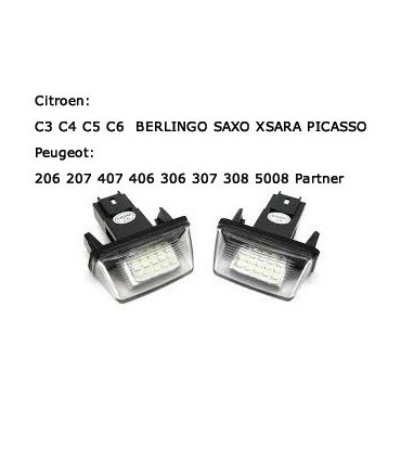 COPPIA PLAFONIERA TARGA LED CITROEN C3 C4 C5 C6 BERLINGO XSARA PICASSO