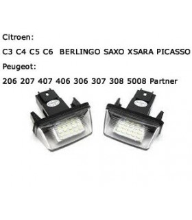 COPPIA PLAFONIERA TARGA LED PEUGEOT 206 207 407 406 306 307 308 5008 Pa