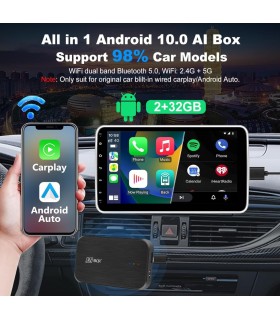 Android Auto Apple Carplay Ai Box 2+32G Wireless Senza Fili