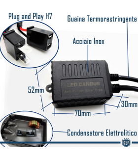 FILTRI 100% CAMBUS  ANTI-FLICKER PER LAMPADE LED H7/ H11
