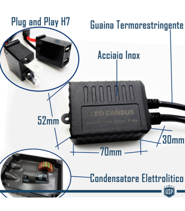 FILTRI 100% CAMBUS  ANTI-FLICKER PER LAMPADE LED H7/ H11